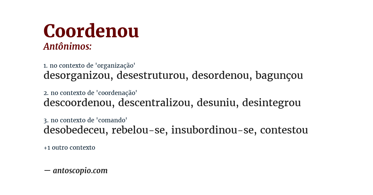 Antônimo de coordenou