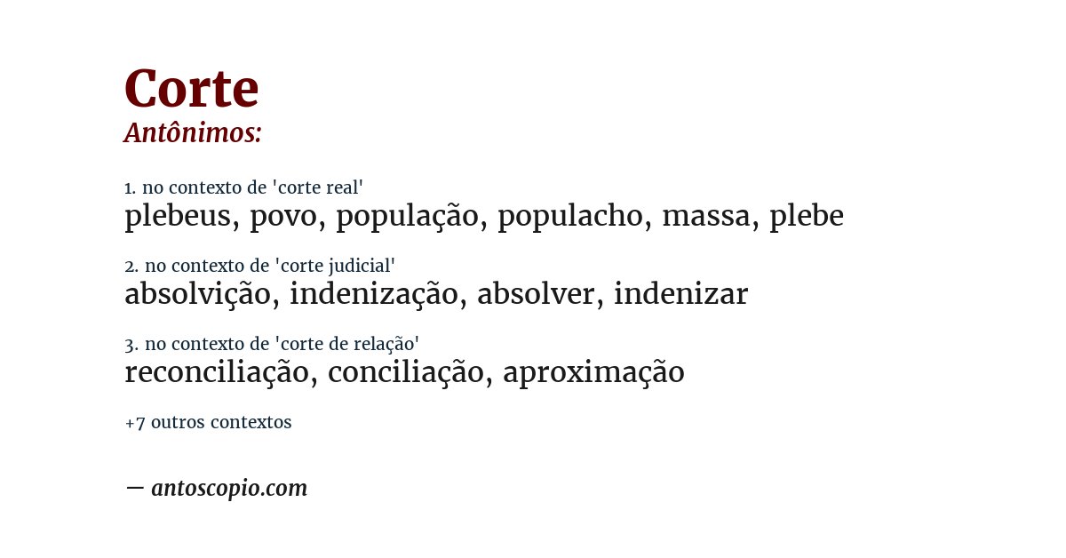 Antônimo de corte