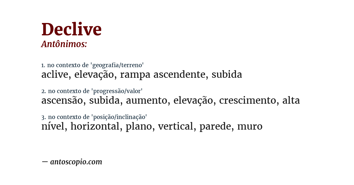 Antônimo de declive