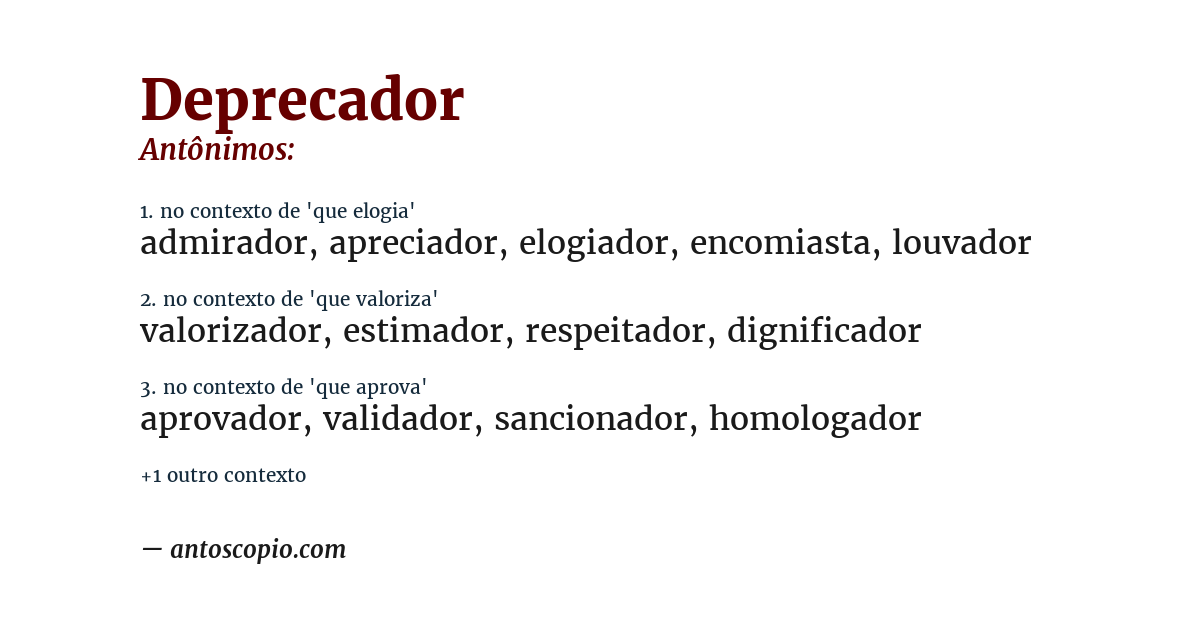 Antônimo de deprecador