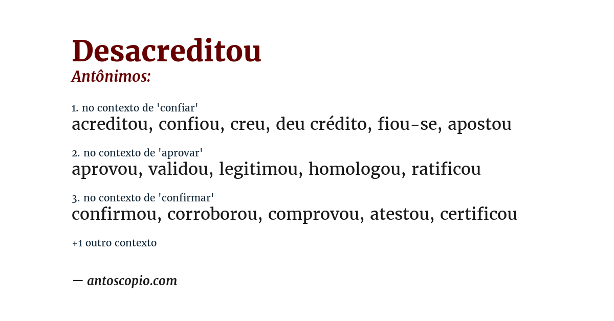 Antônimo de desacreditou