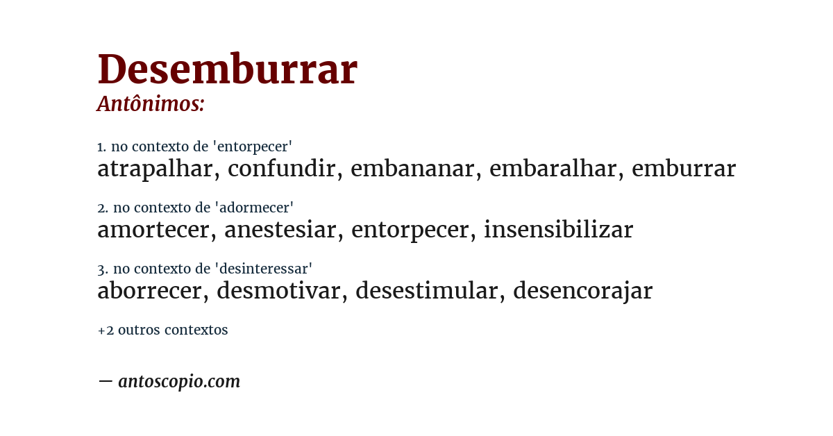 Antônimo de desemburrar