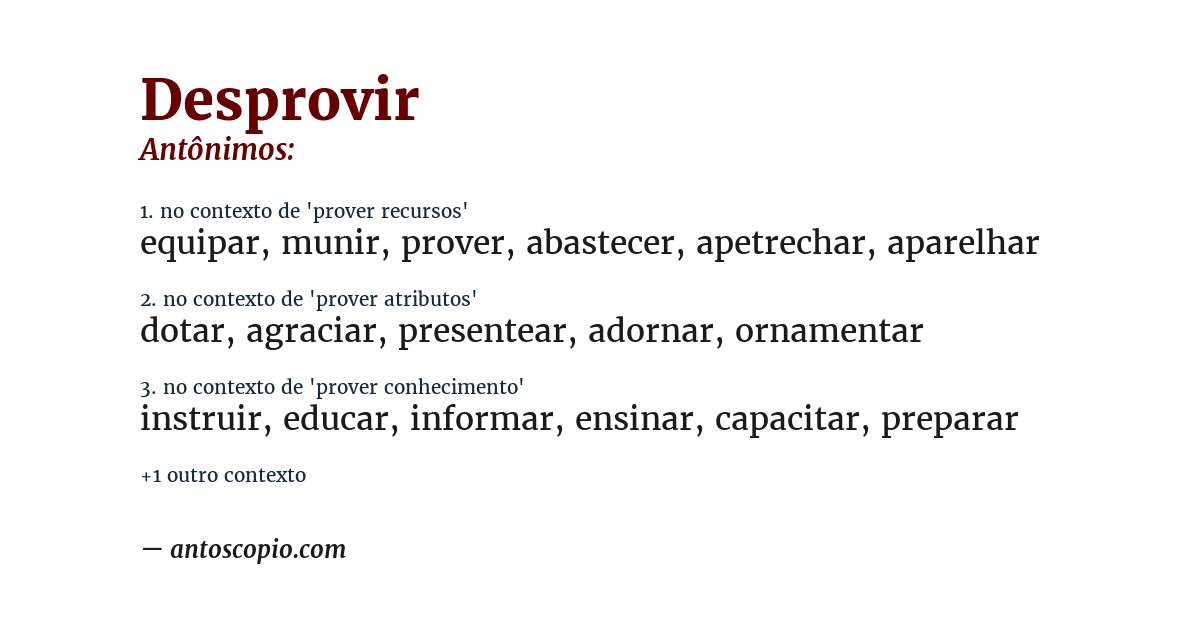 Antônimo de desprovir