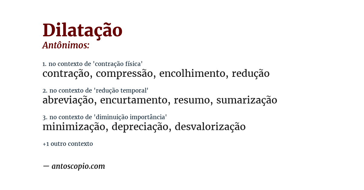 Antônimo de dilatação