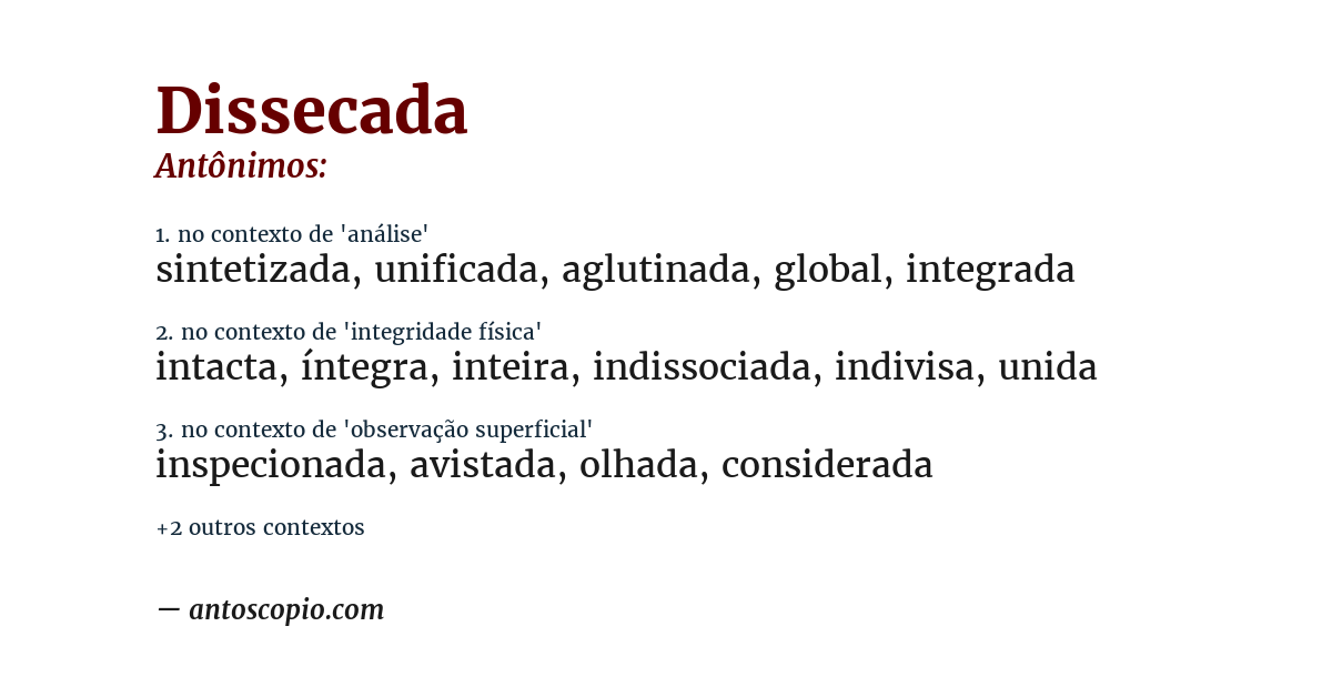 Antônimo de dissecada