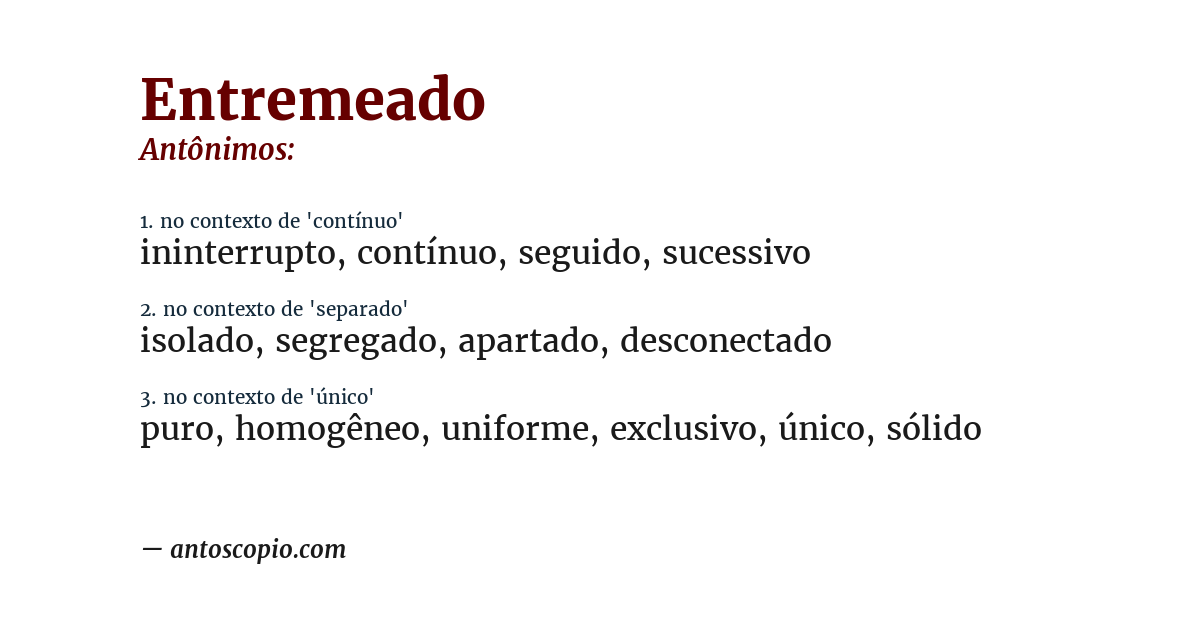 Antônimo de entremeado