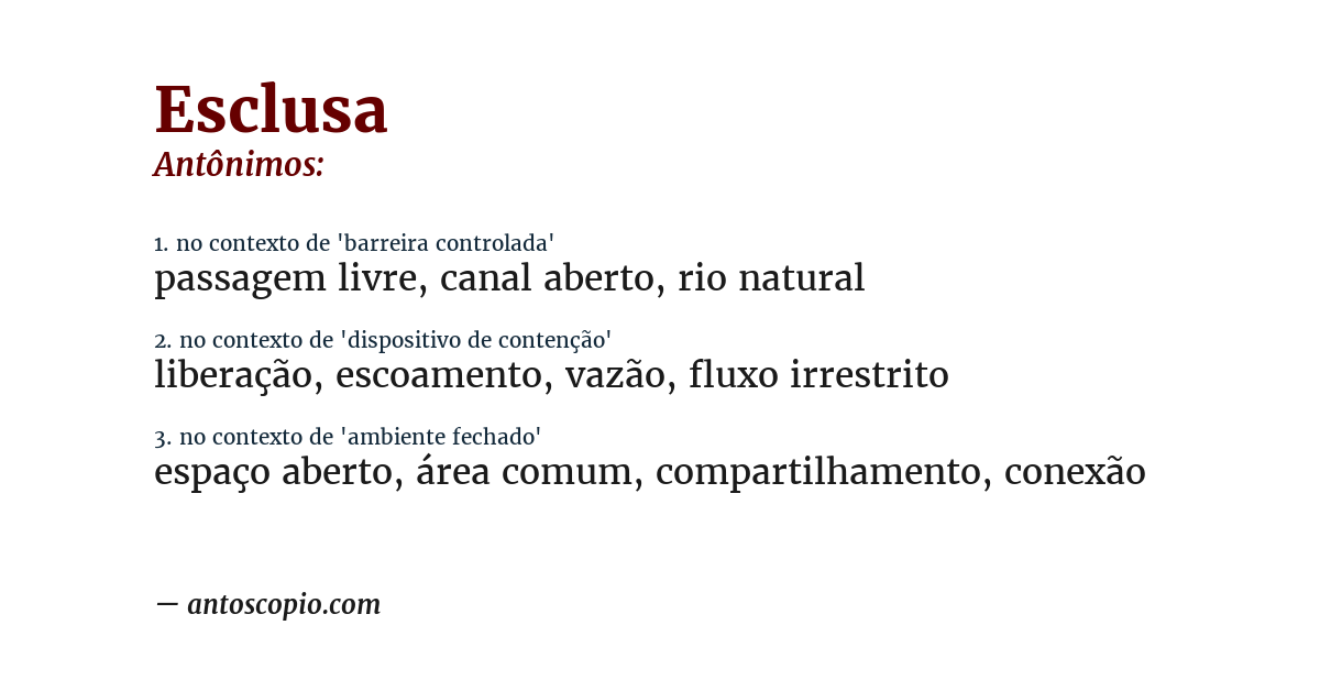 Antônimo de esclusa