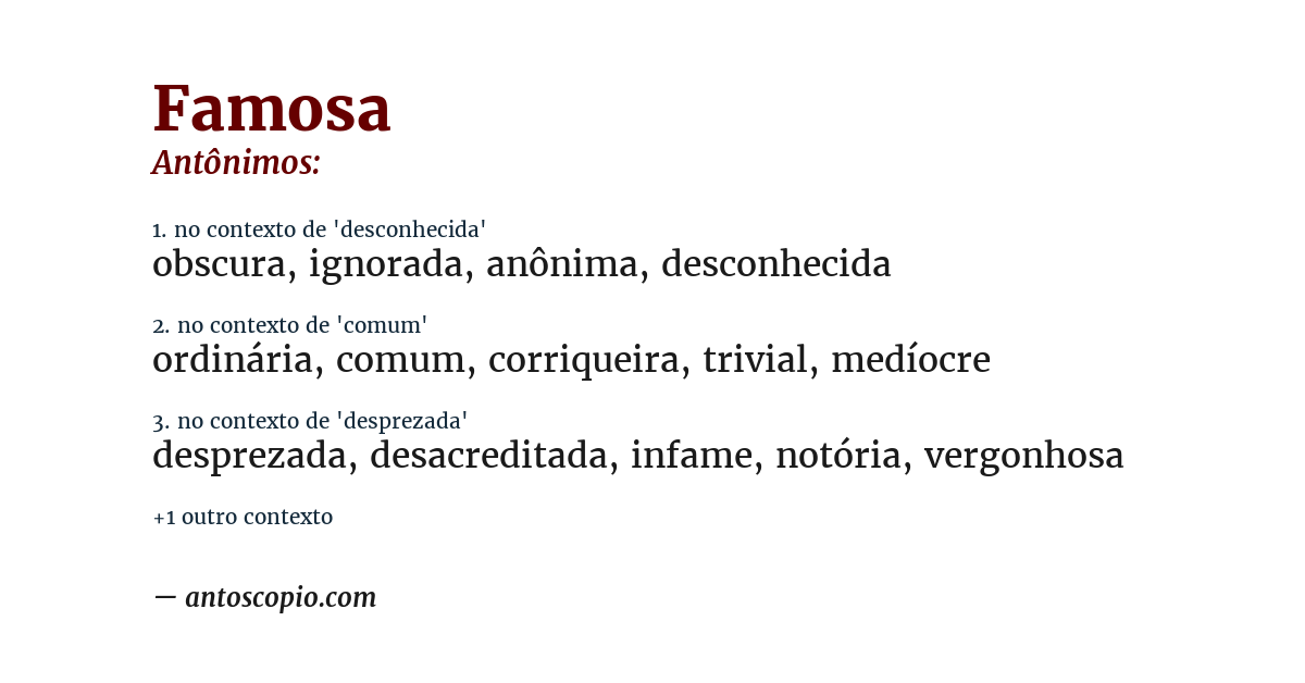 Antônimo de famosa