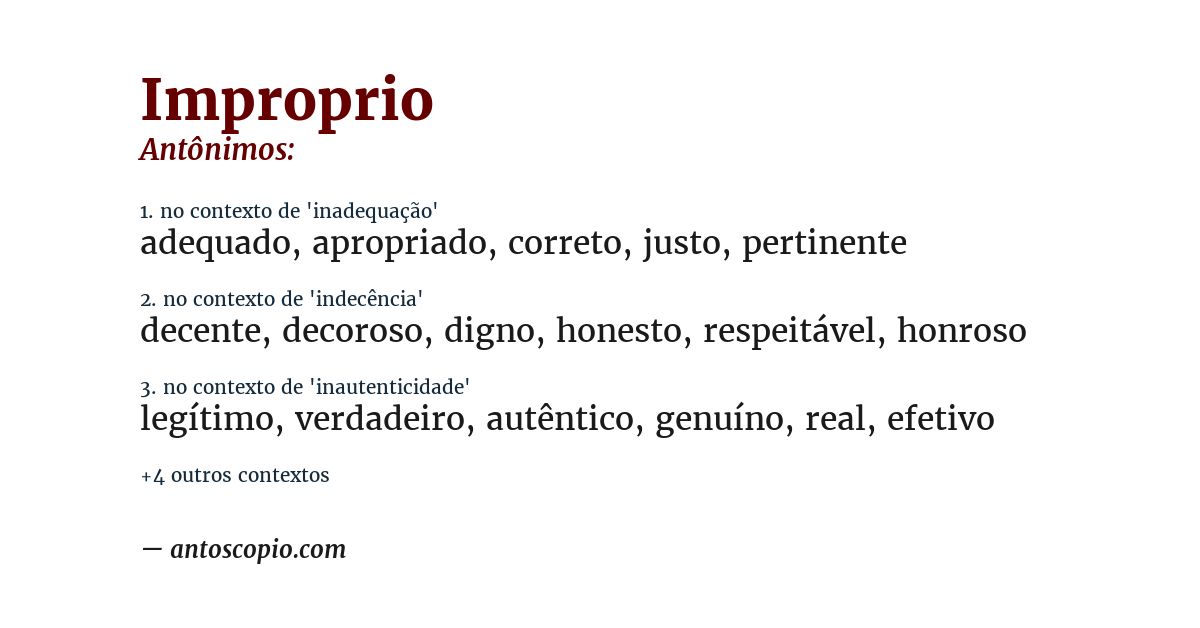Antônimo de improprio