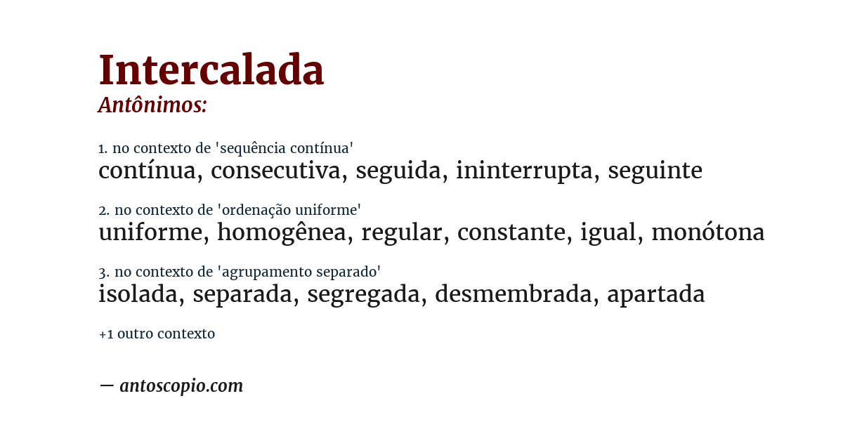 Antônimo de intercalada