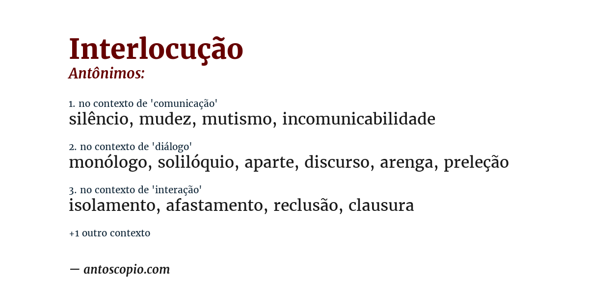 Antônimo de interlocução