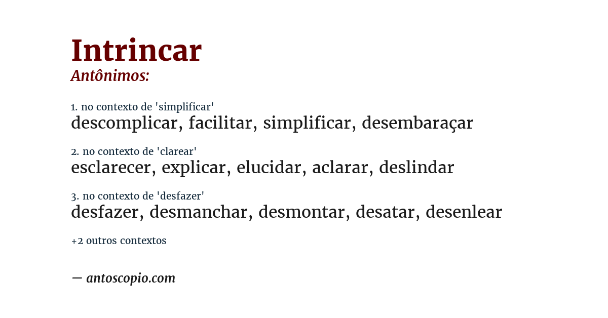 Antônimo de intrincar