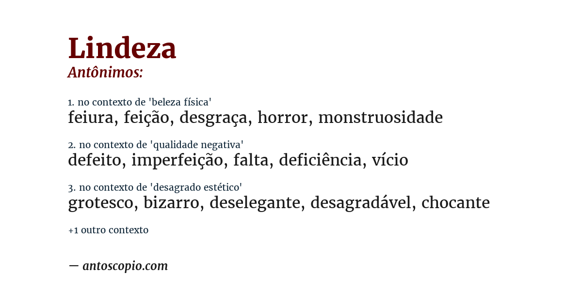 Antônimo de lindeza