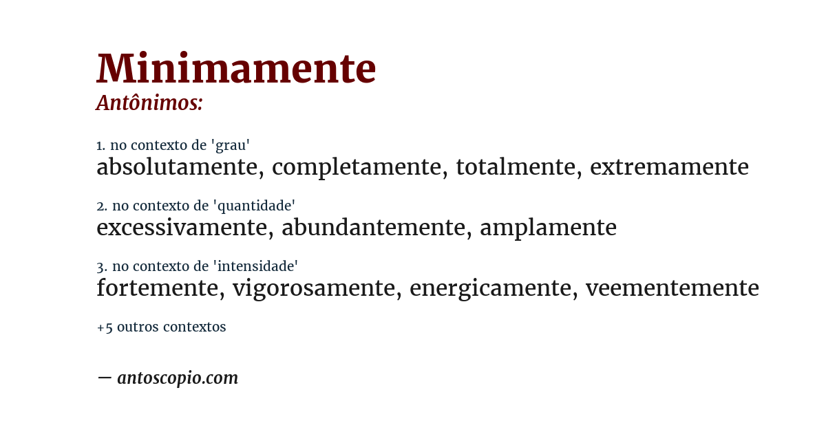 Antônimo de minimamente