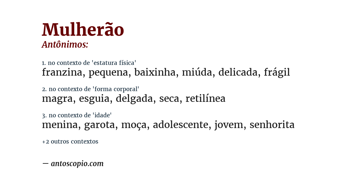 Antônimo de mulherão