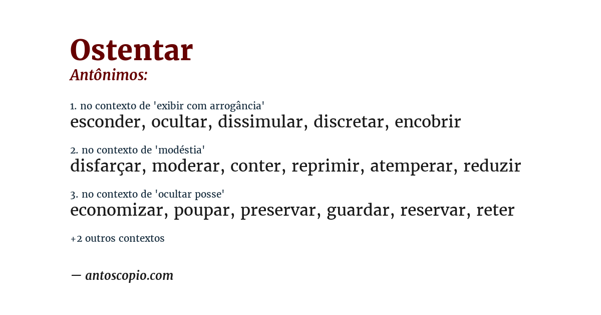 Antônimo de ostentar