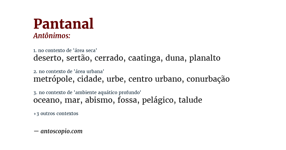 Antônimo de pantanal