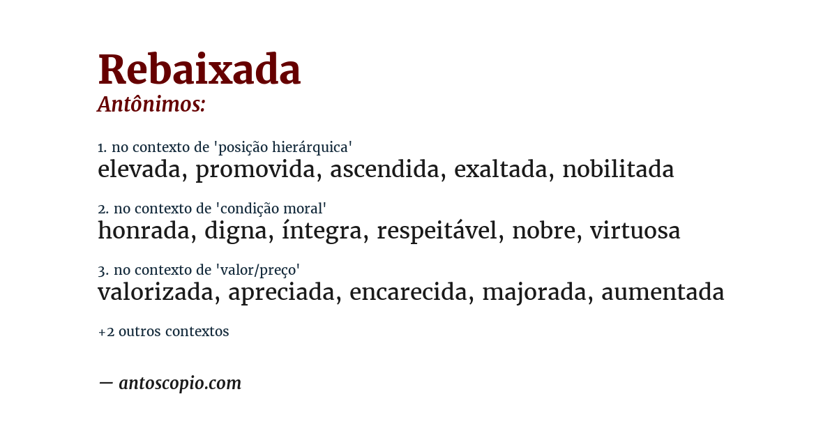 Antônimo de rebaixada