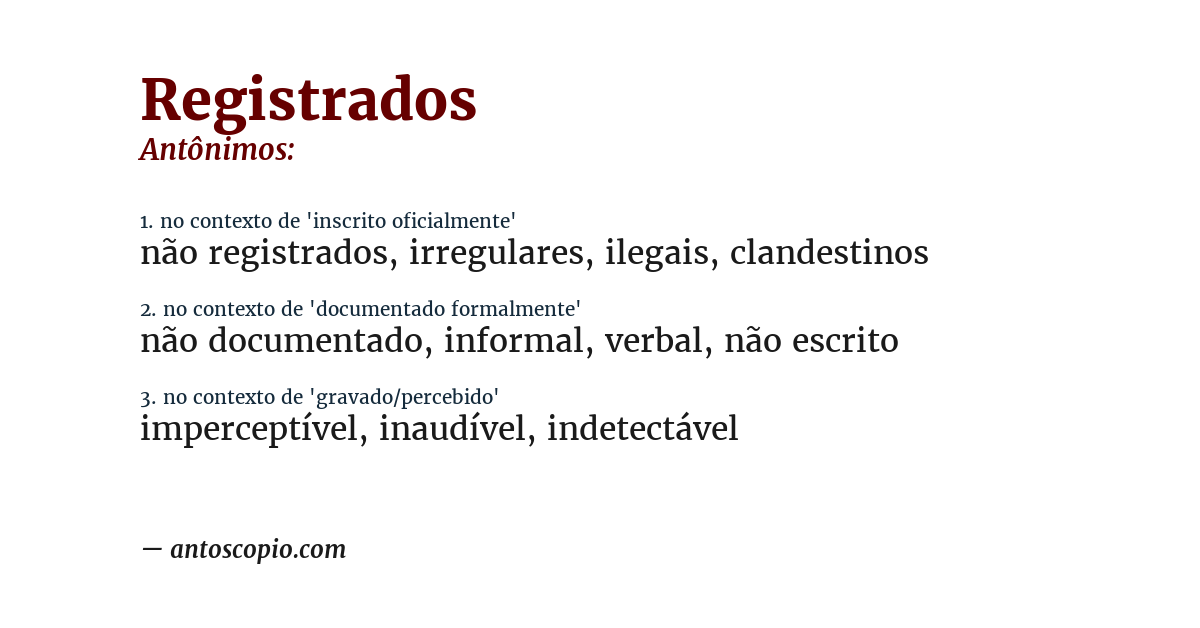 Antônimo de registrados