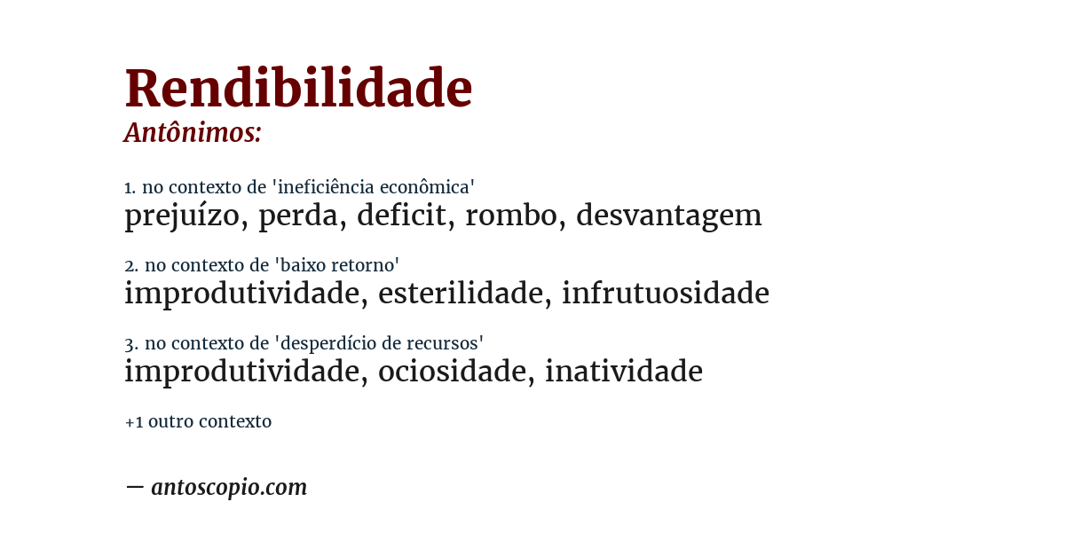 Antônimo de rendibilidade