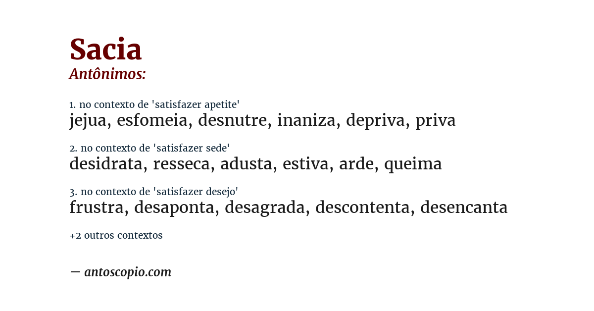 Antônimo de sacia
