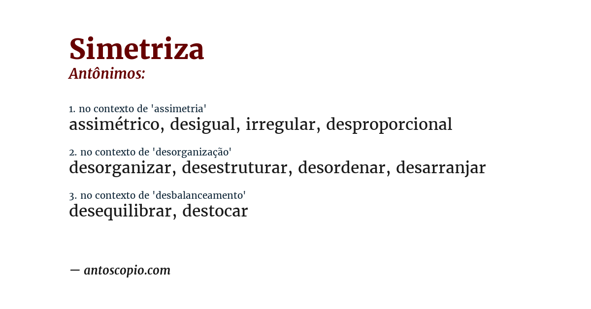 Antônimo de simetriza