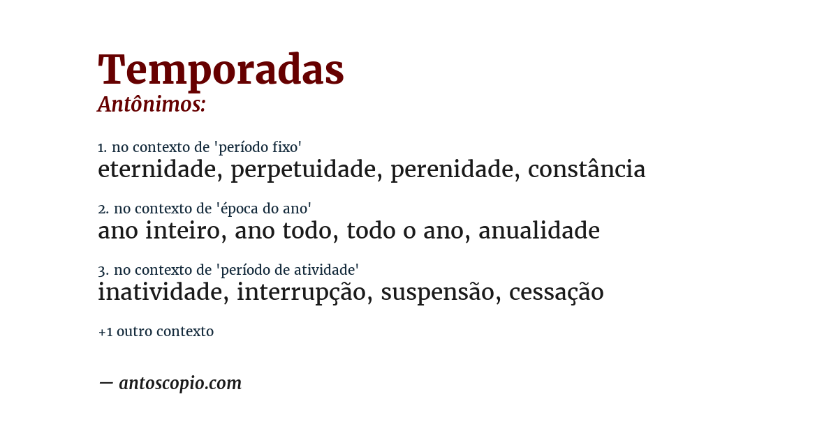 Antônimo de temporadas