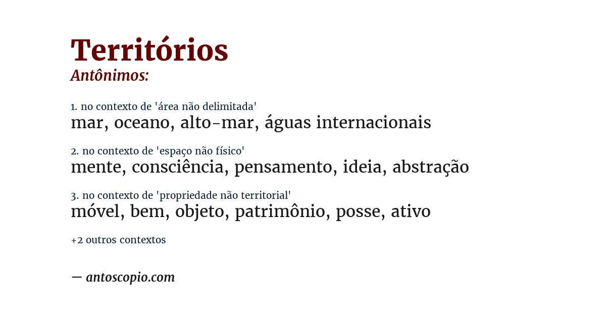 Antônimo de territórios
