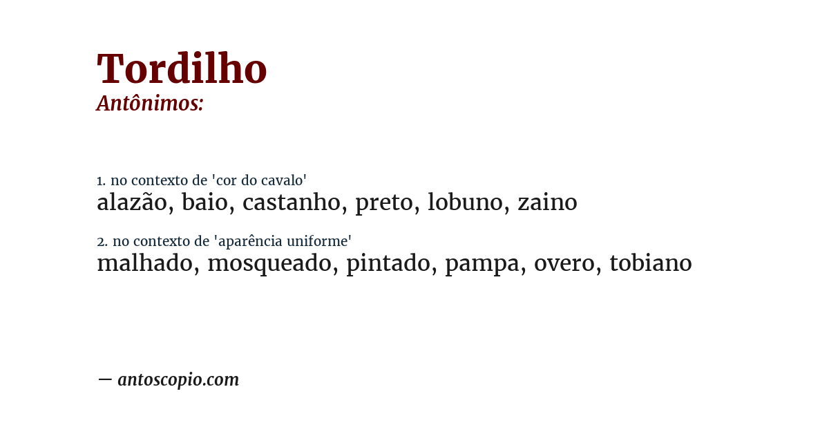 Antônimo de tordilho