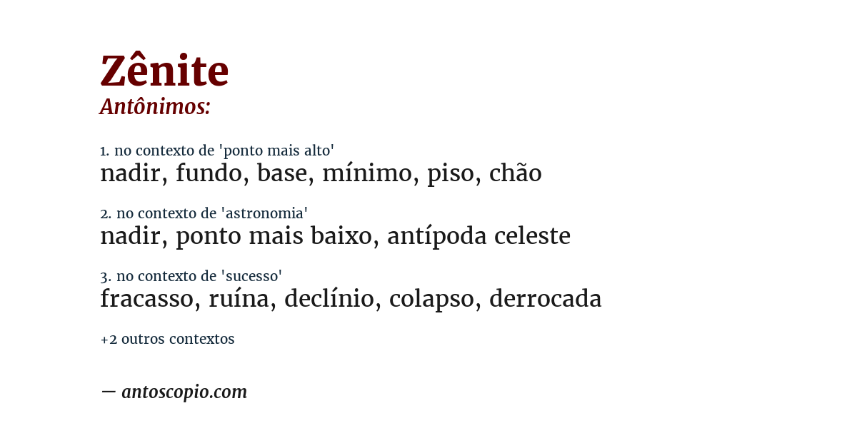 Antônimo de zênite