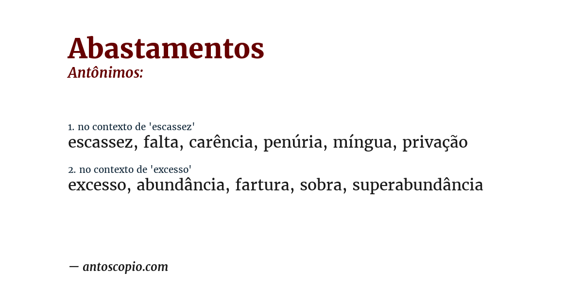 Antônimo de abastamentos