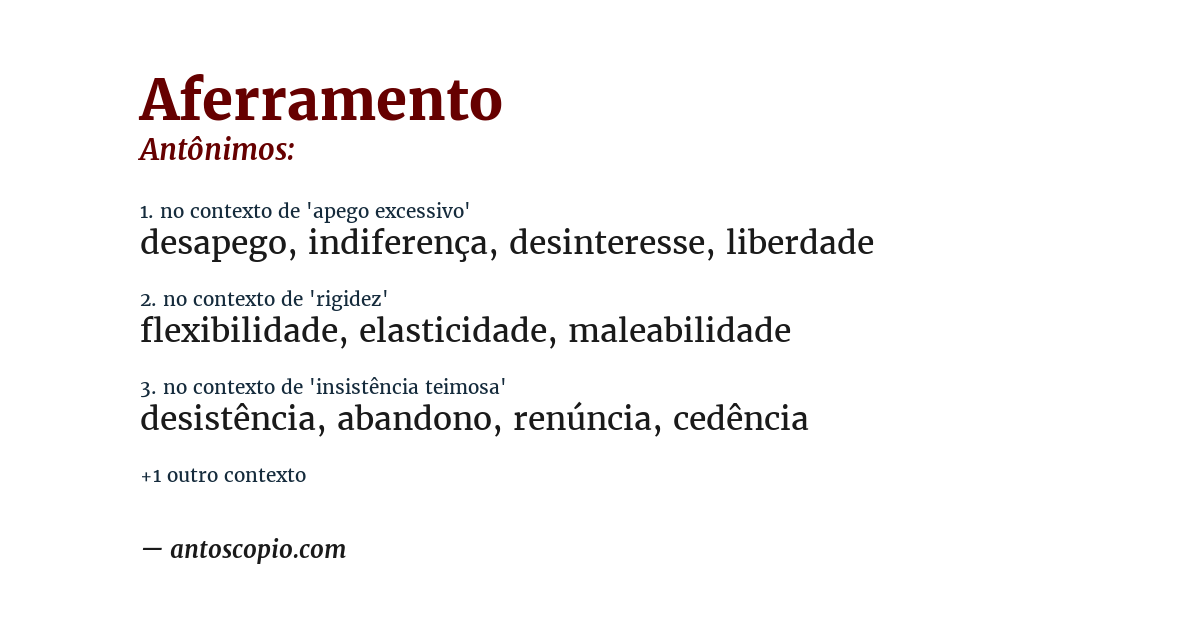 Antônimo de aferramento