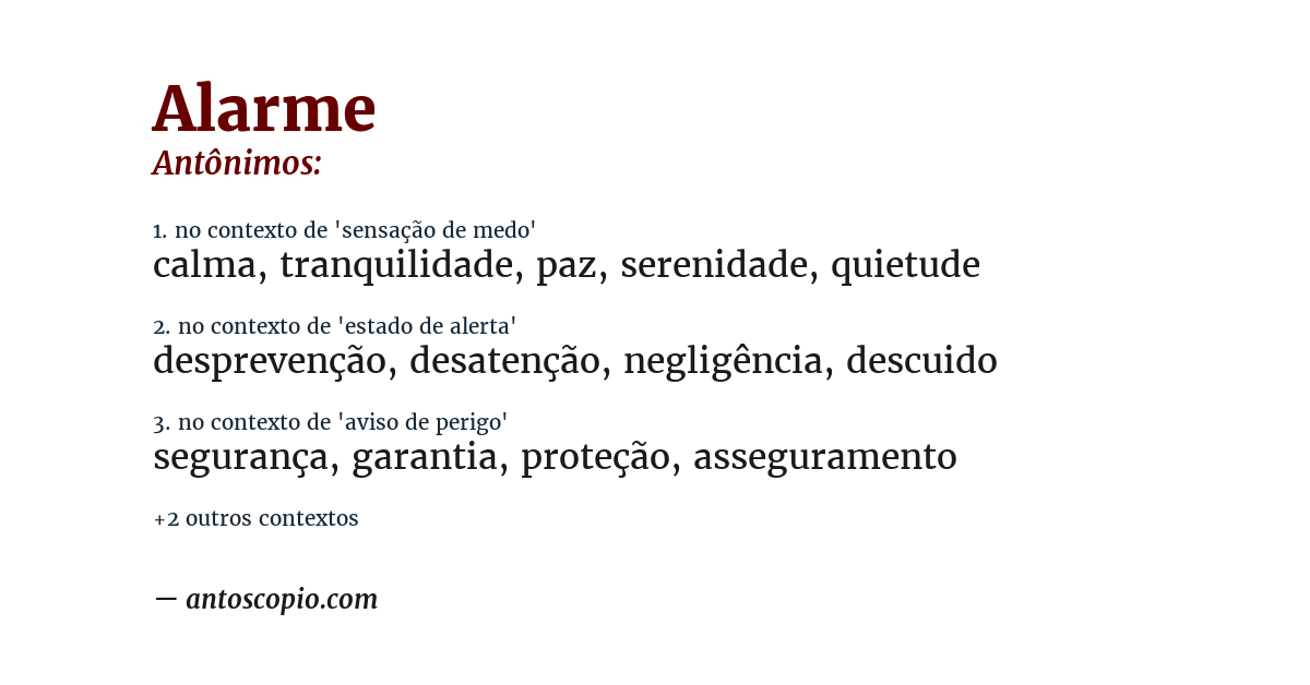 Antônimo de alarme