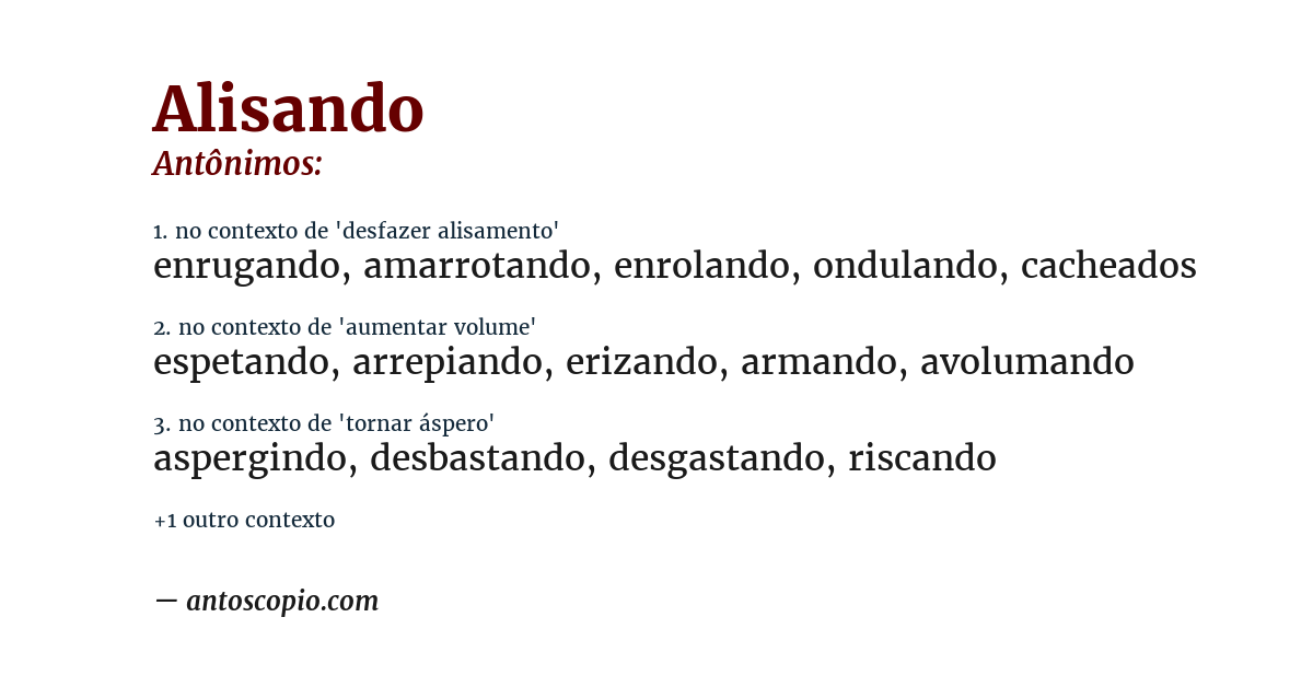 Antônimo de alisando