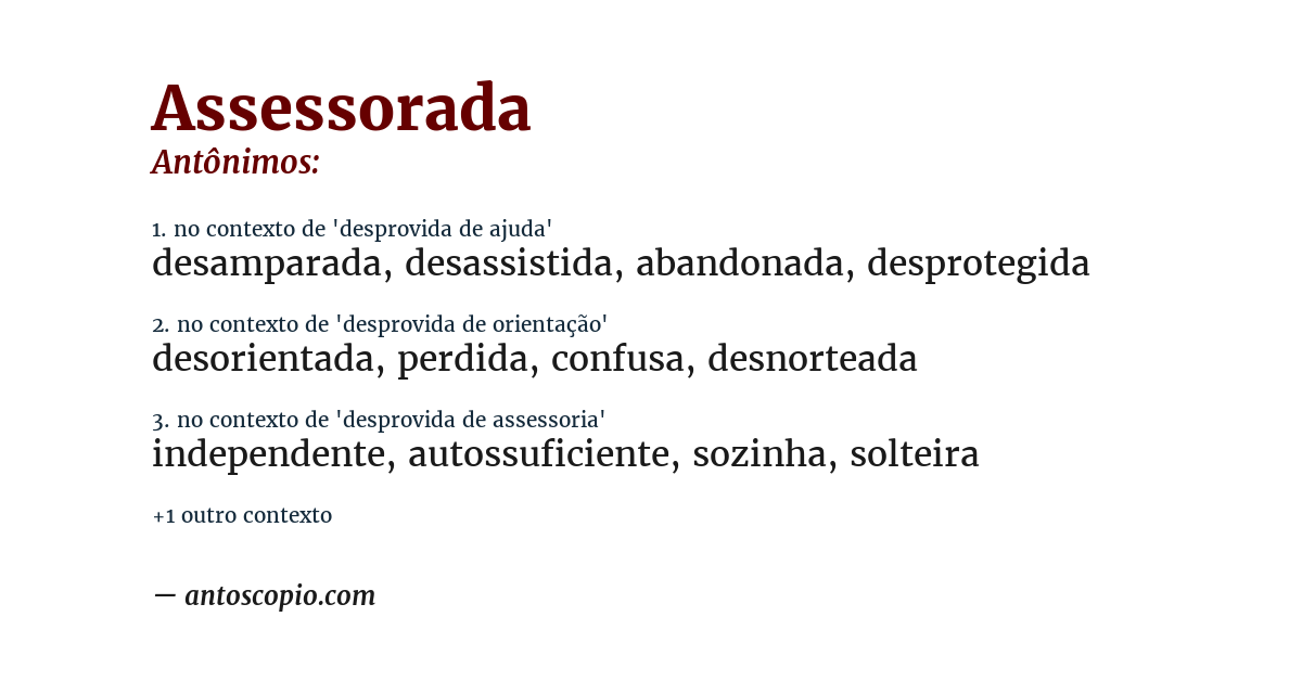 Antônimo de assessorada