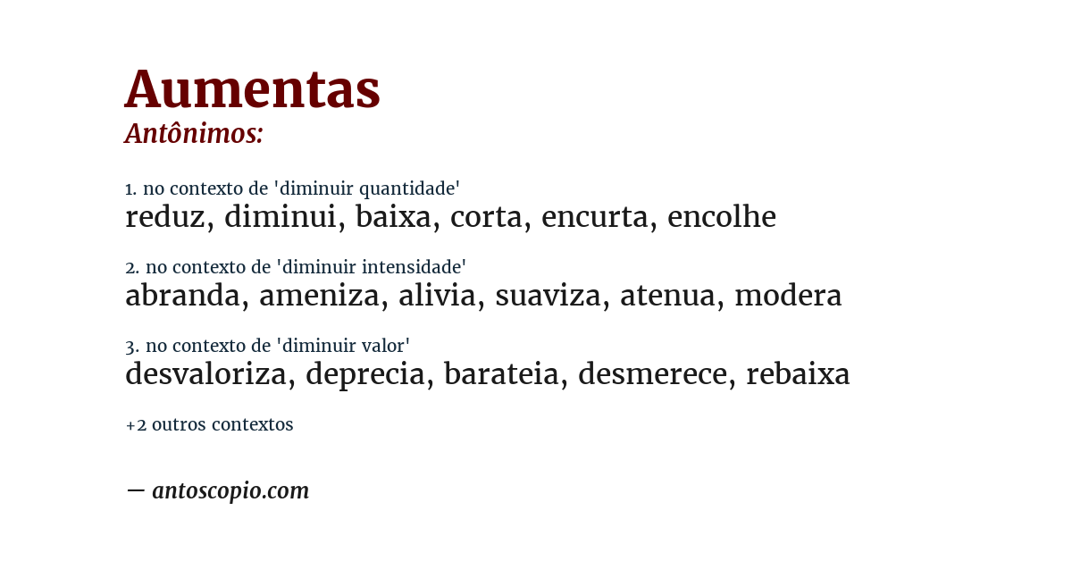 Antônimo de aumentas