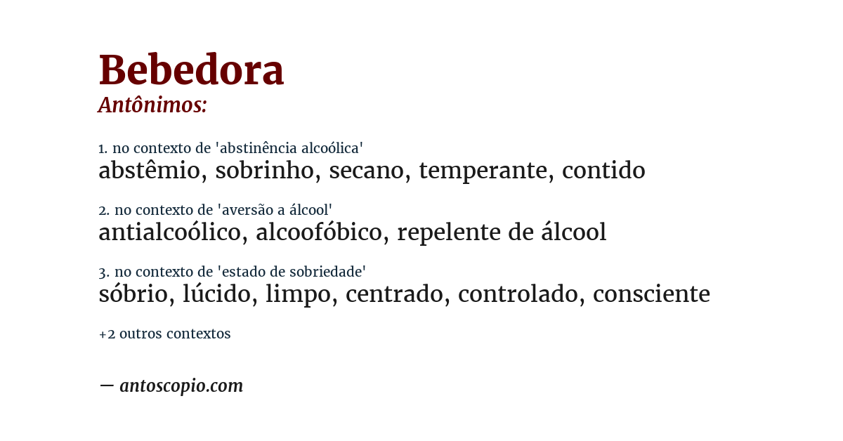 Antônimo de bebedora