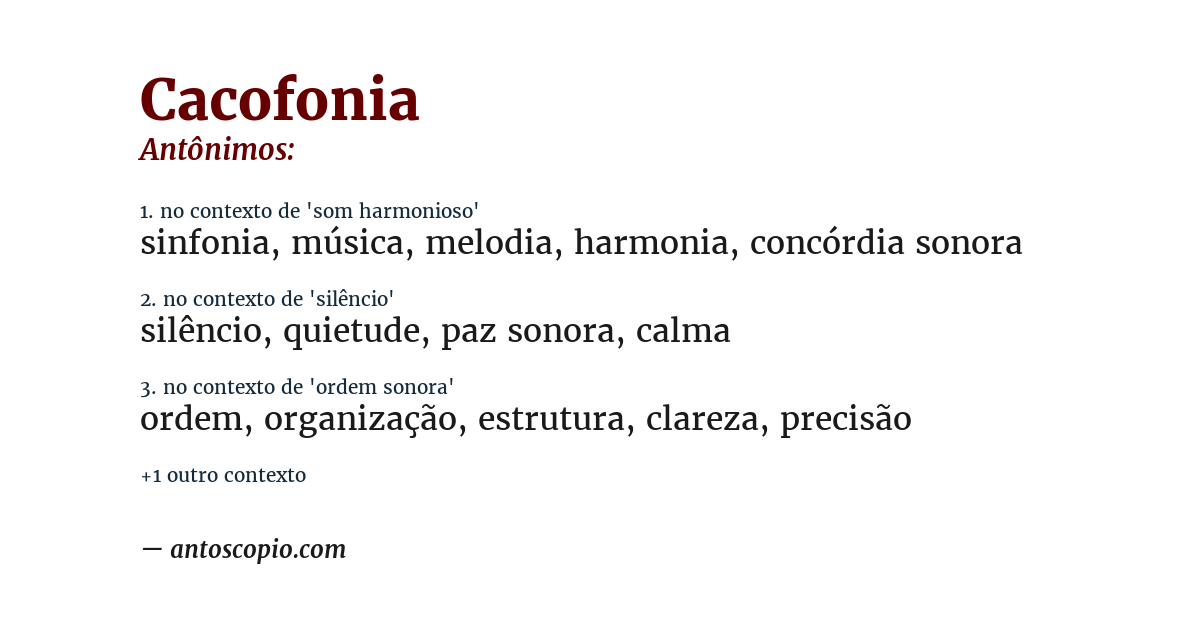 Antônimo de cacofonia
