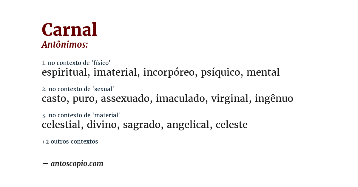 Antônimo de carnal