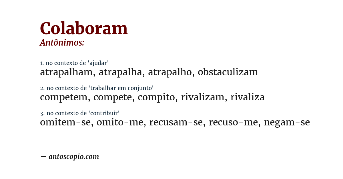 Antônimo de colaboram