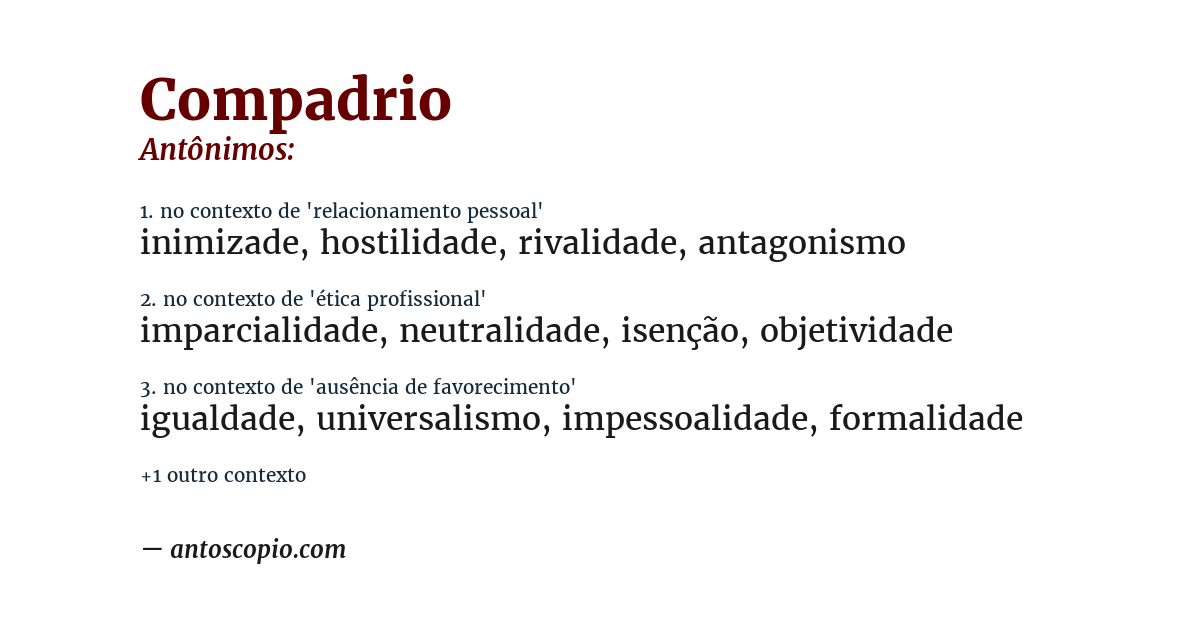 Antônimo de compadrio