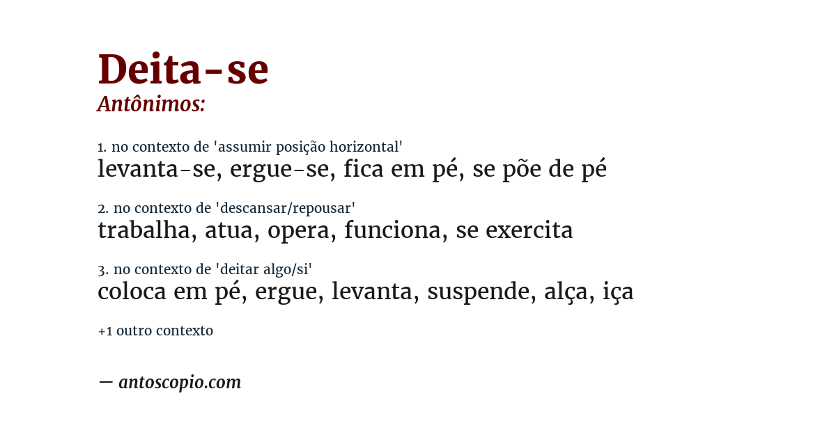 Antônimo de deita-se