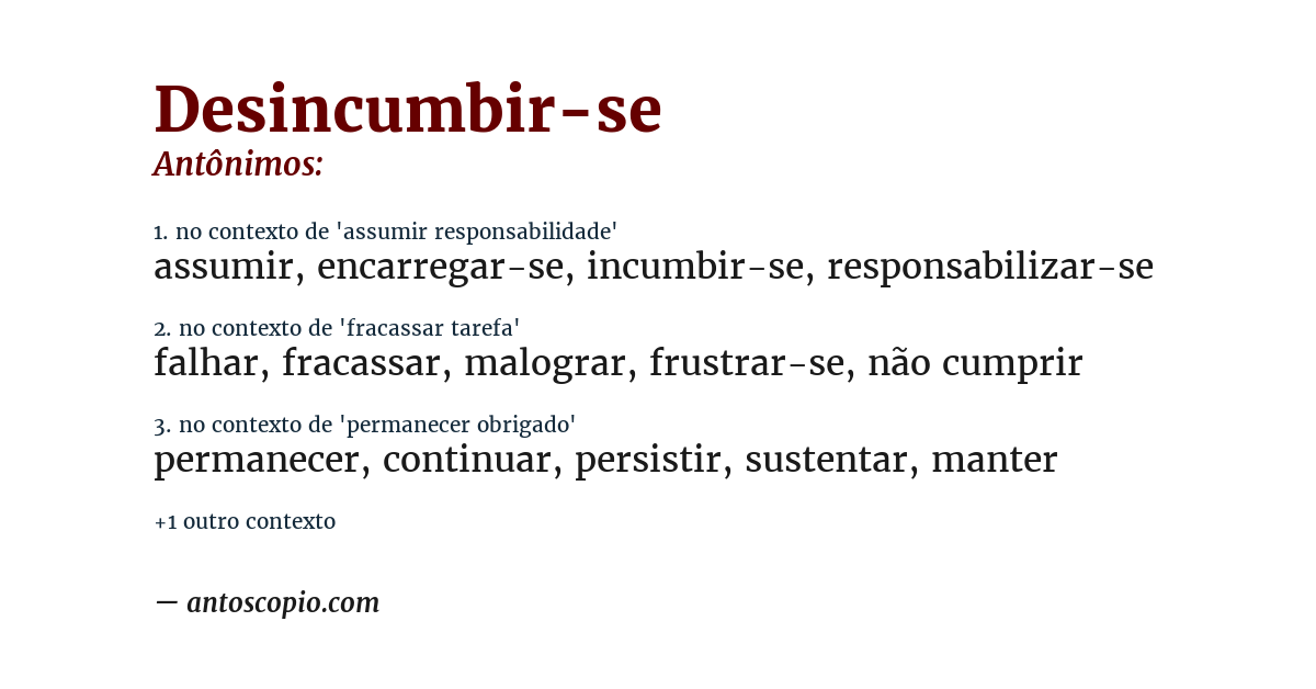 Antônimo de desincumbir-se