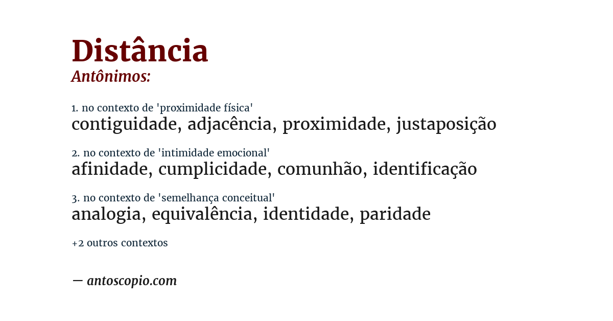 Antônimo de distância