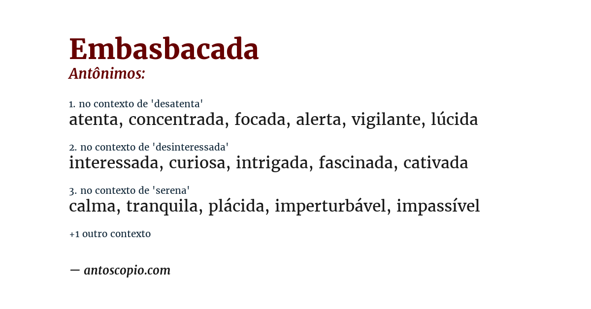 Antônimo de embasbacada