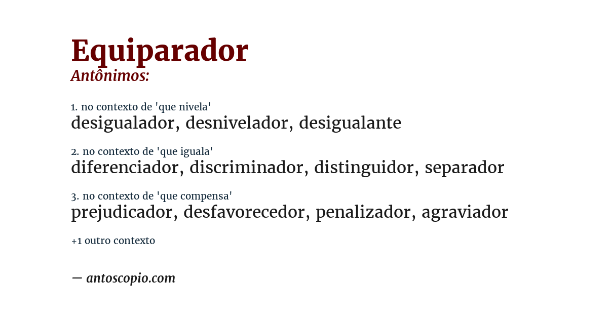 Antônimo de equiparador