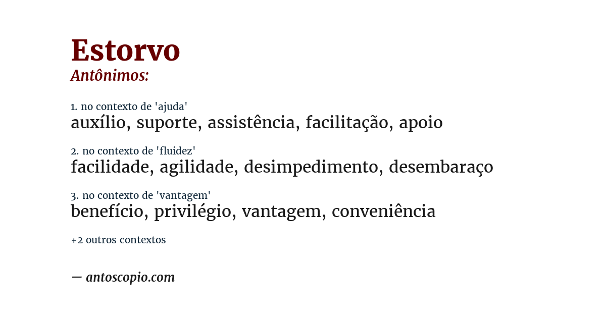 Antônimo de estorvo