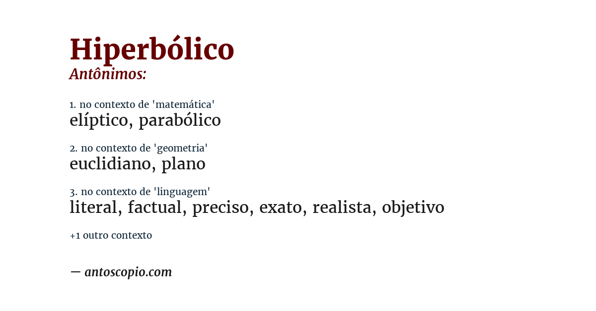 Antônimo de hiperbólico