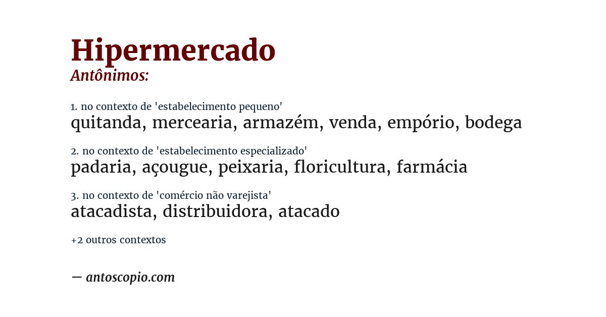 Antônimo de hipermercado