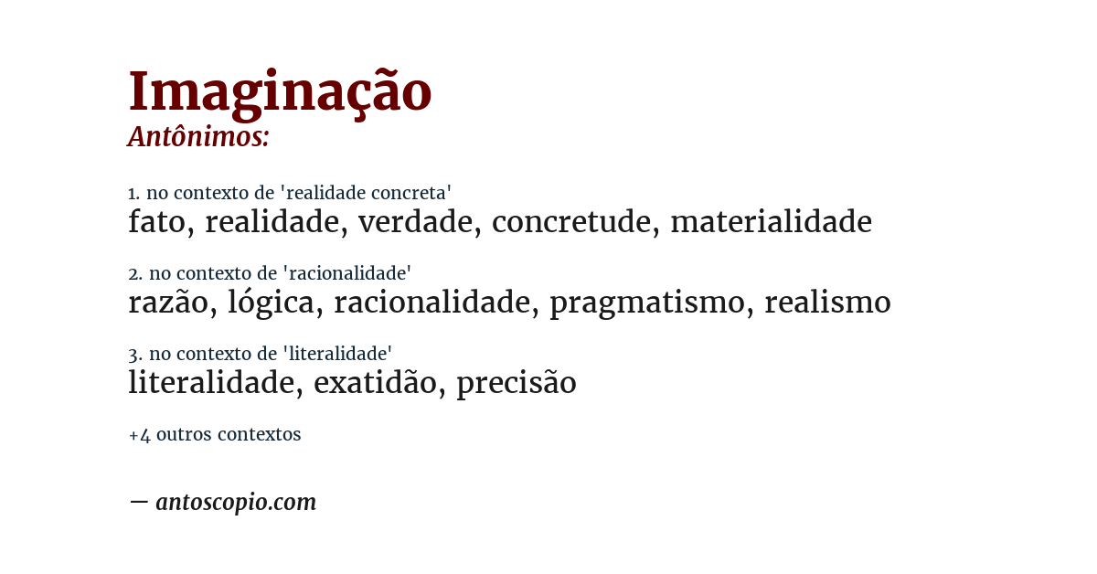 Antônimo de imaginação
